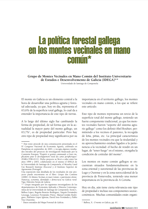 La política forestal gallega
