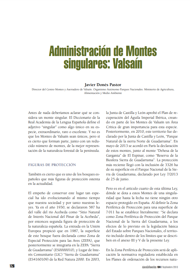 Administración de Montes singulares: Valsaín