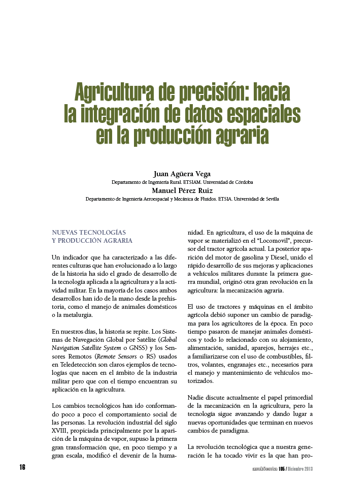 Agricultura de precisión: hacia la integración de datos espaciales en la producción agraria