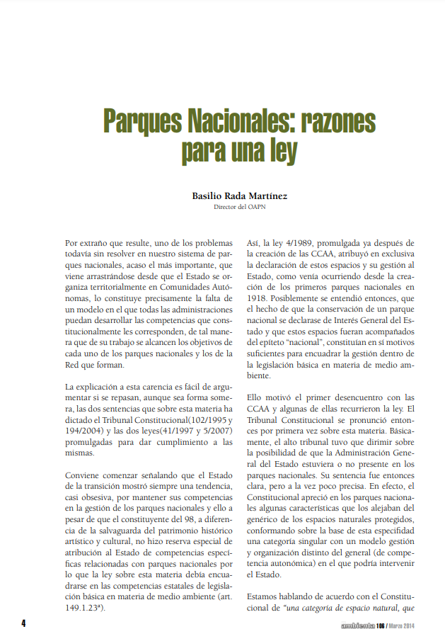 Parques Nacionales: razones para una ley