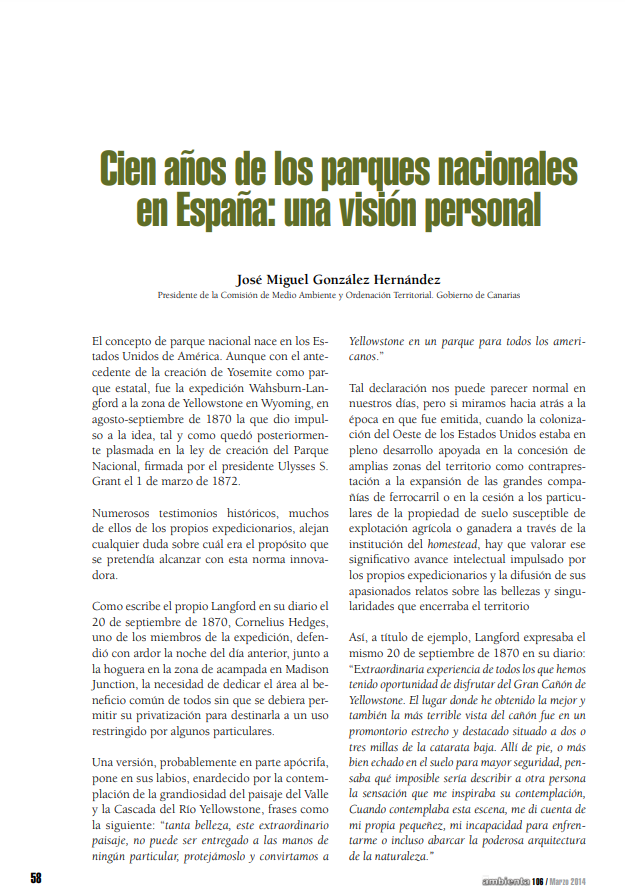 Cien años de los parques nacionales en España