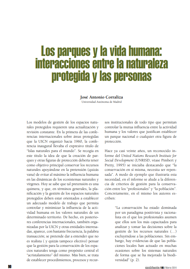 Los parques y la vida humana