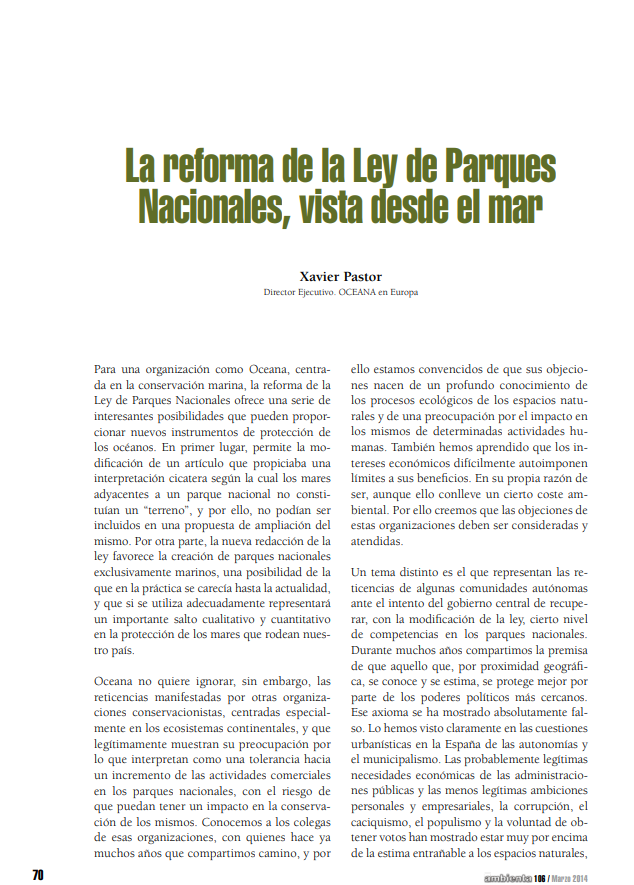 La reforma de la Ley de Parques Nacionales