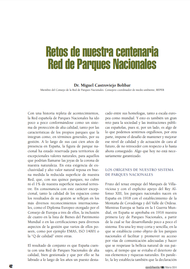 Retos de nuestra centenaria Red de Parques Nacionales
