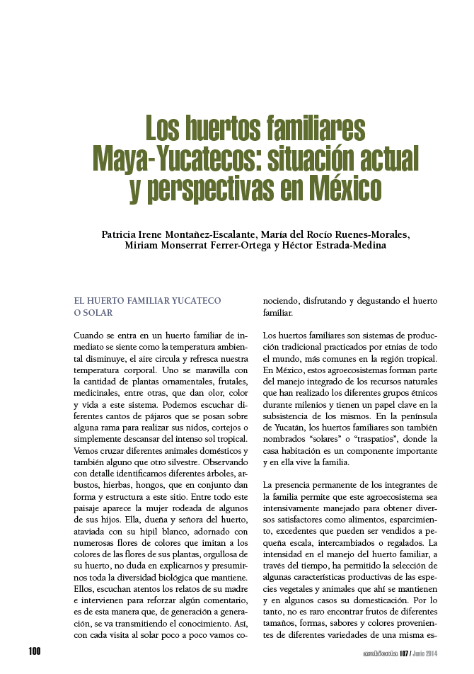 Los huertos familiares Maya –Yucatecos: situación actual y perspectivas en México