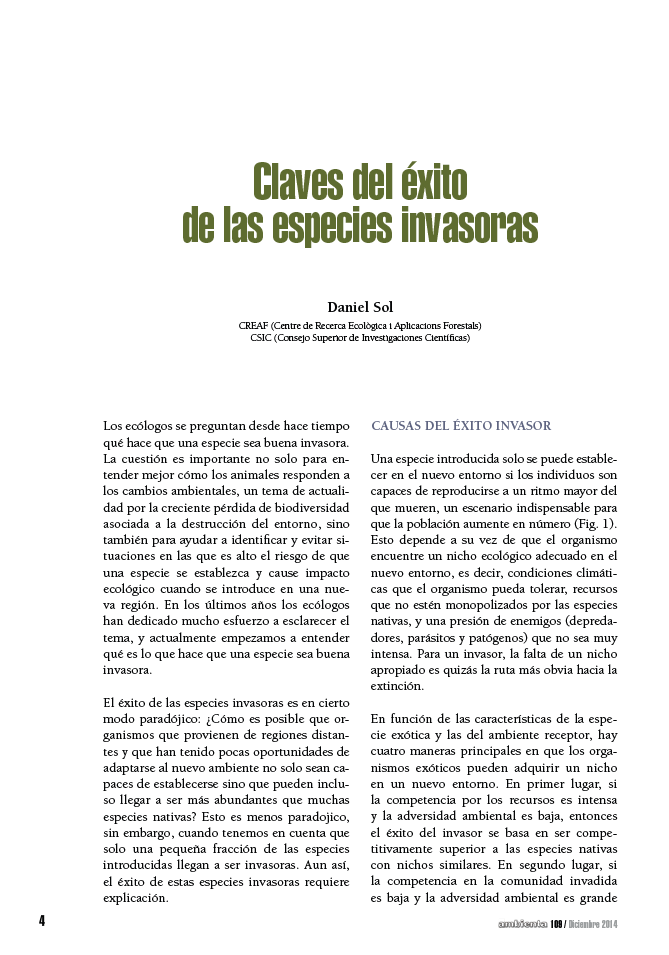 Claves del éxito de las especies invasoras