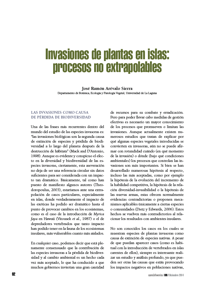 Invasiones en islas: procesos no extrapolables