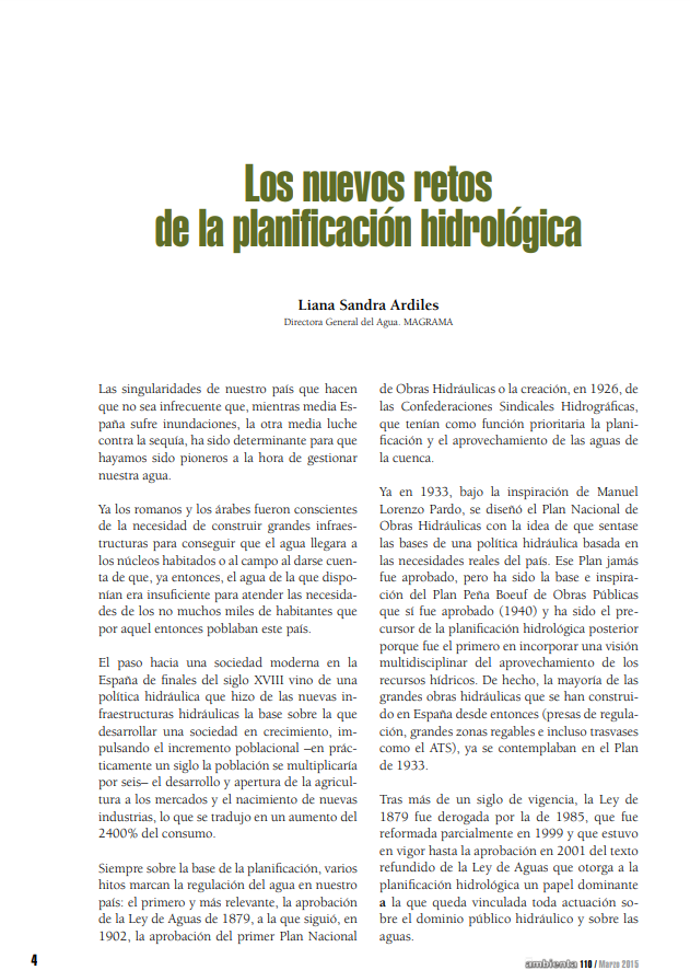 Los nuevos retos de la planificación hidrológica