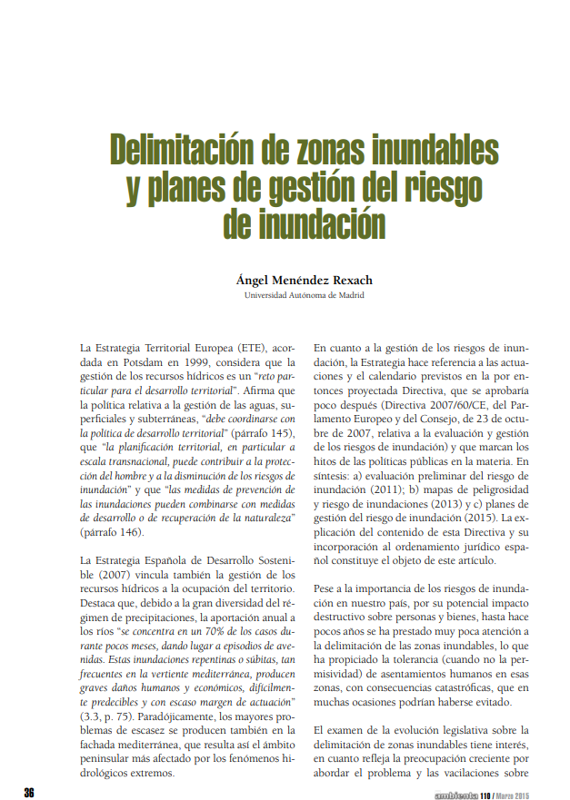 Delimitación de zonas inundables y planes