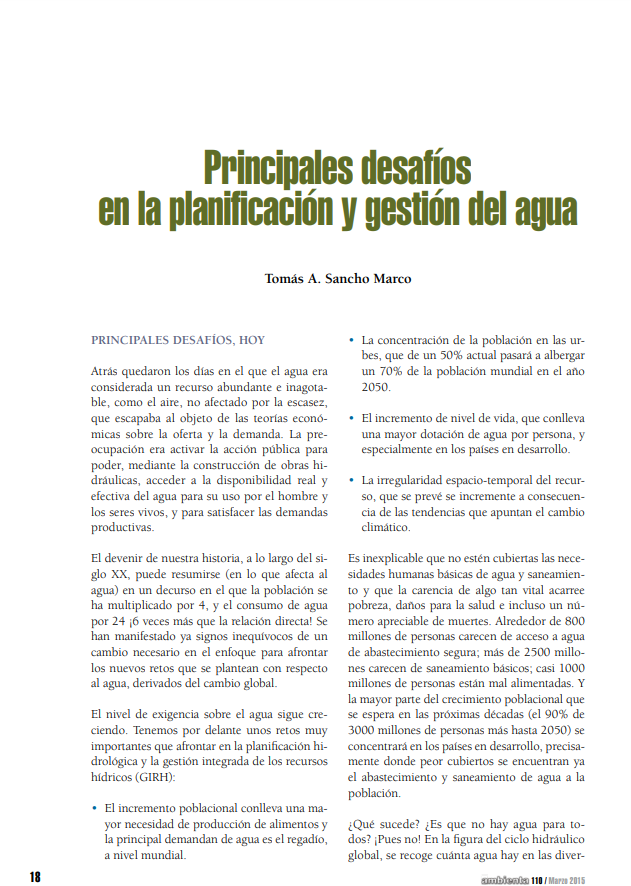 Principales desafíos en la planificación y gestión del agua