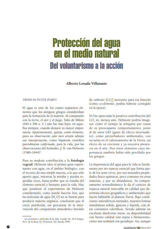 Protección del agua en el medio natural