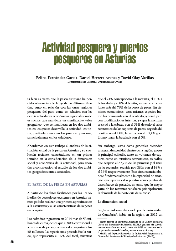Actividad pesquera y puertos pesqueros en Asturias