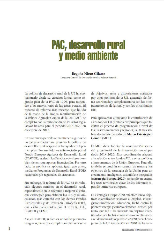 PAC, desarrollo rural y medio ambiente