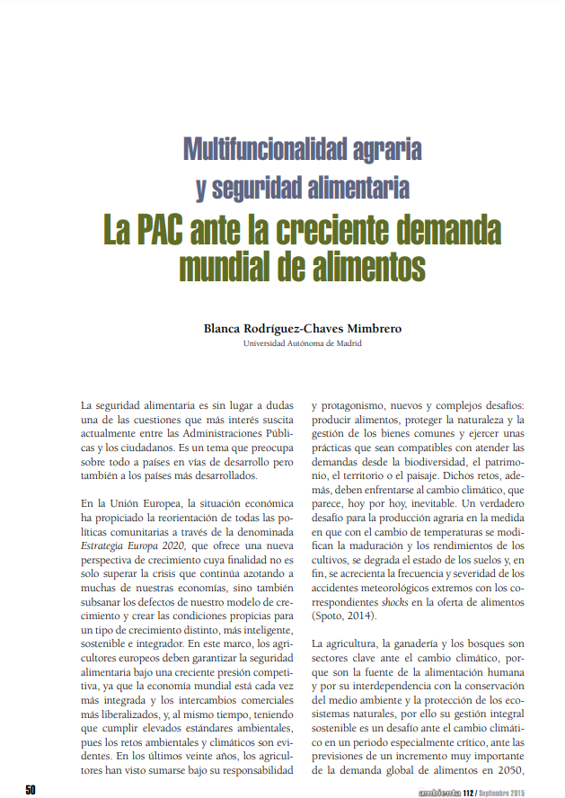 La PAC ante la creciente demanda mundial de alimentos