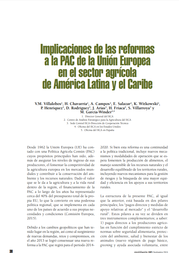 Implicaciones de las reformas a la PAC de la Unión Europea