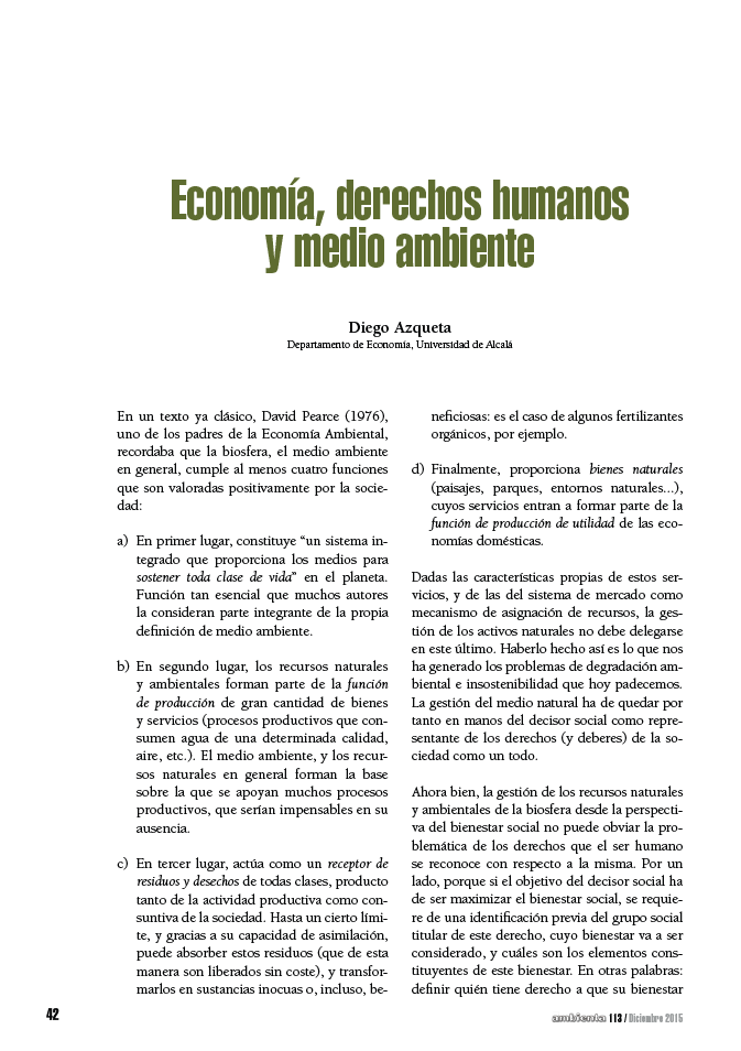 Economía, derechos humanos y medio ambiente