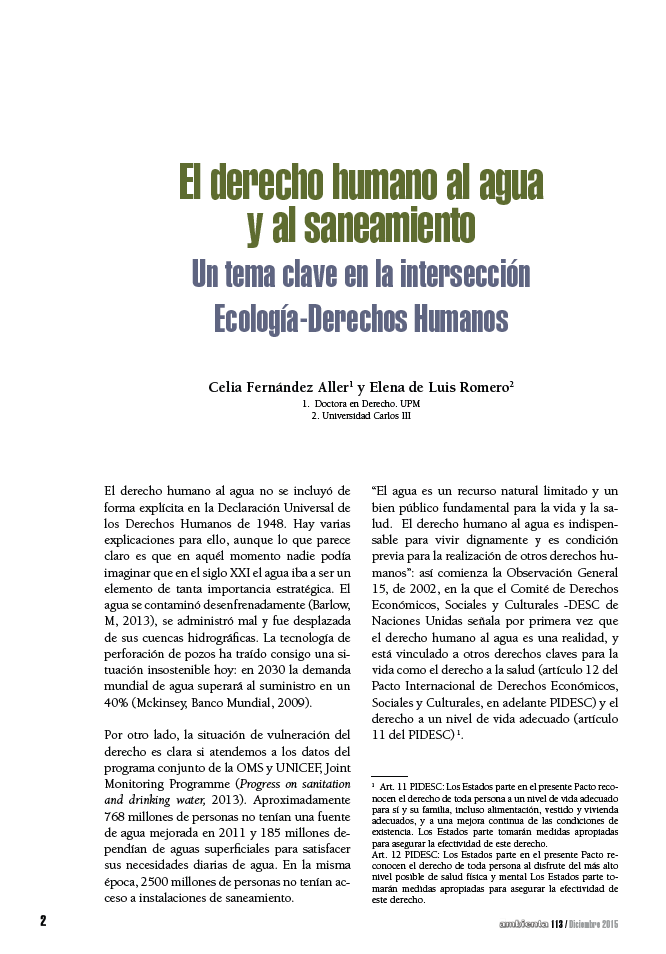 El derecho humano al agua y al saneamiento
