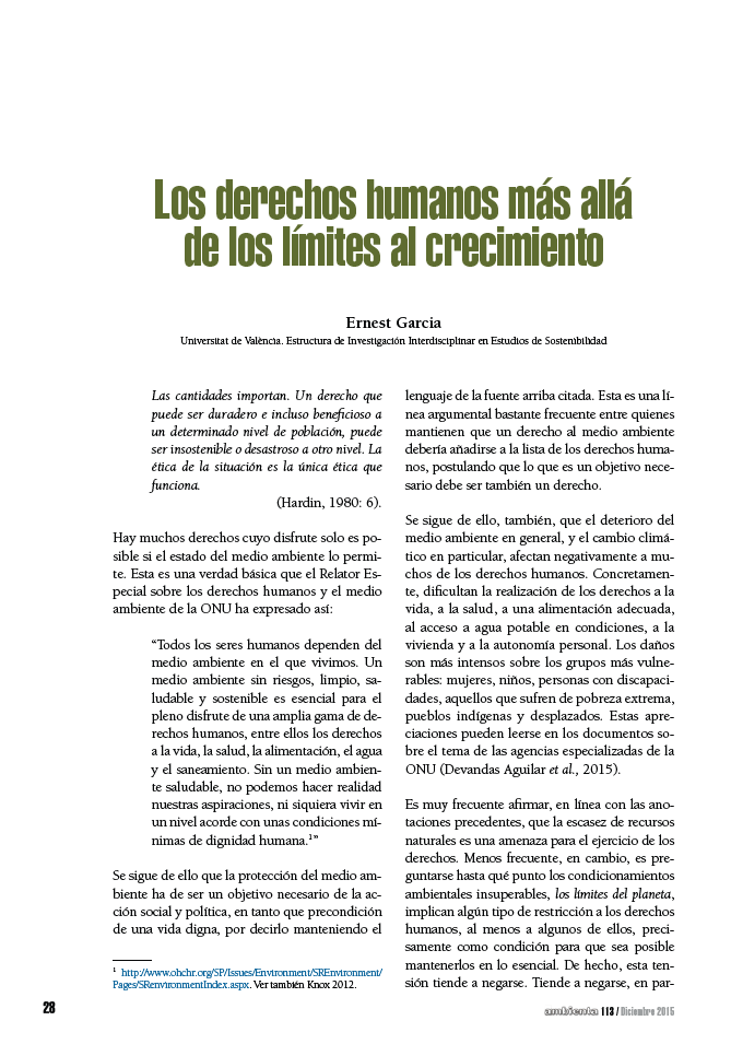 Los derechos humanos más allá de los límites al crecimiento