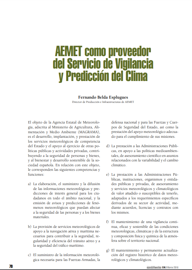 AEMET como proveedor del Servicio de Vigilancia