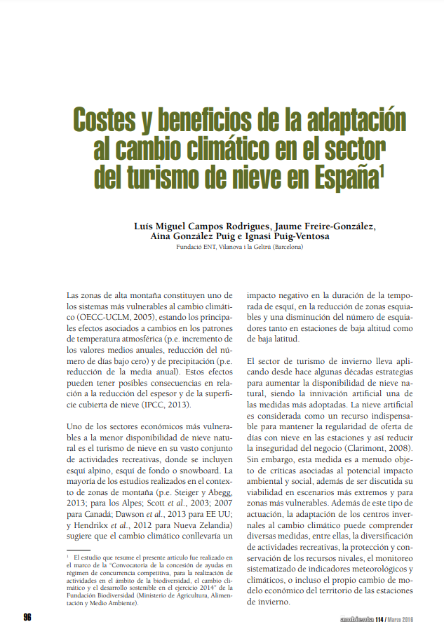 Costes y beneficios de la adaptación al cambio climático