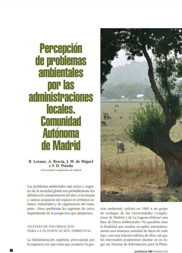 Percepción de problemas ambientales por las administraciones locales