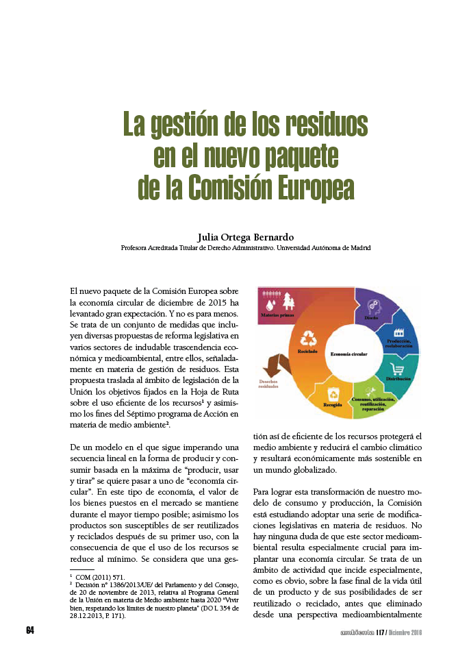 La gestión de los residuos en el nuevo paquete de la Comisión Europea