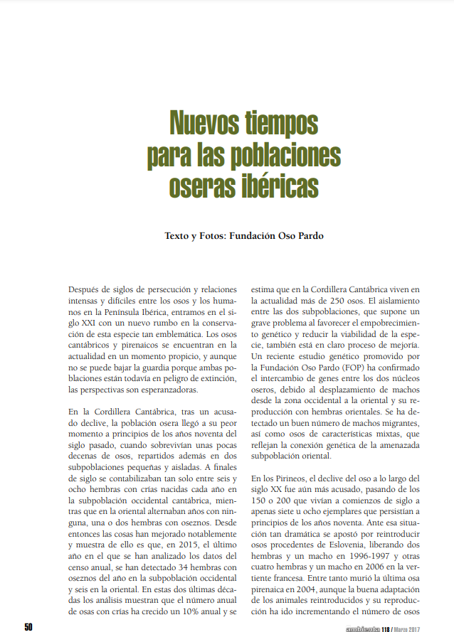 Nuevos tiempos para las poblaciones oseras ibéricas