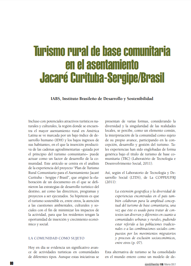 Turismo Rural de Base Comunitaria en el Asentamiento Jacaré
