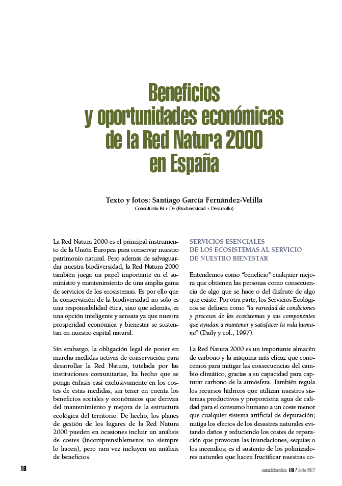 Beneficios y oportunidades económicas de la Red Natura 2000 en España