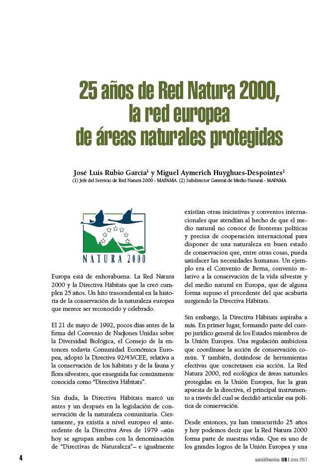 25 años de Red Natura 2000, la red europea de áreas naturales protegidas