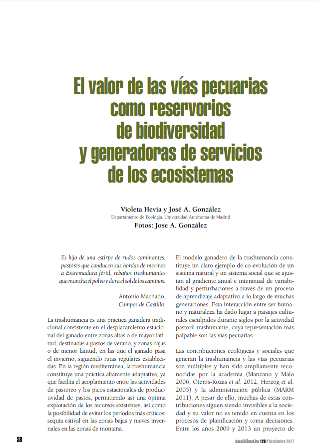 El valor de las vías pecuarias