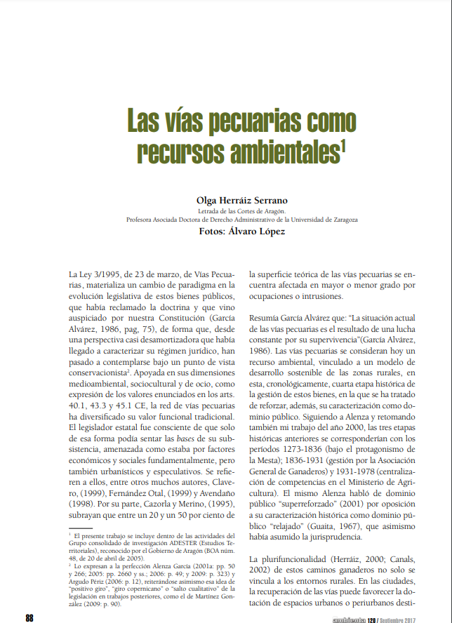 Las vías pecuarias como recursos ambientales