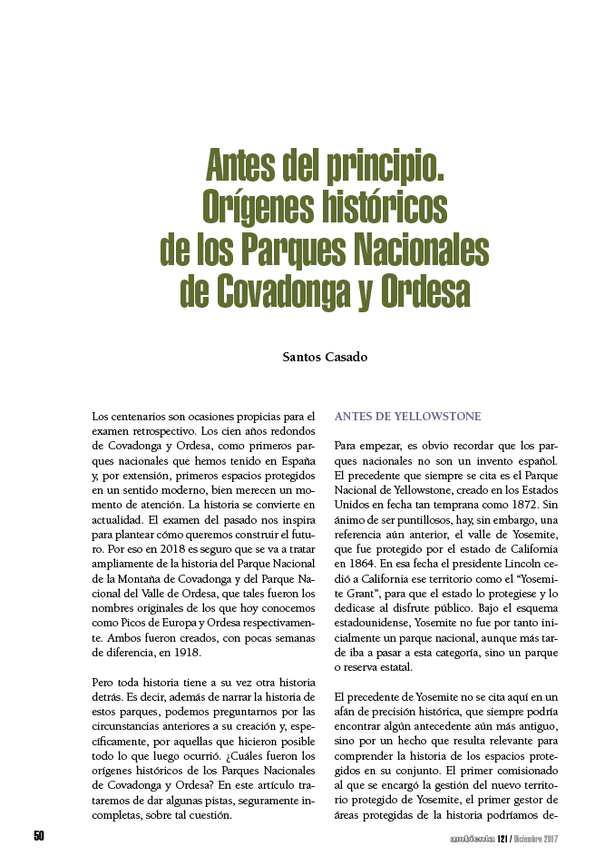 Antes del principio. Orígenes históricos de los Parques Nacionales de Covadonga y Ordesa