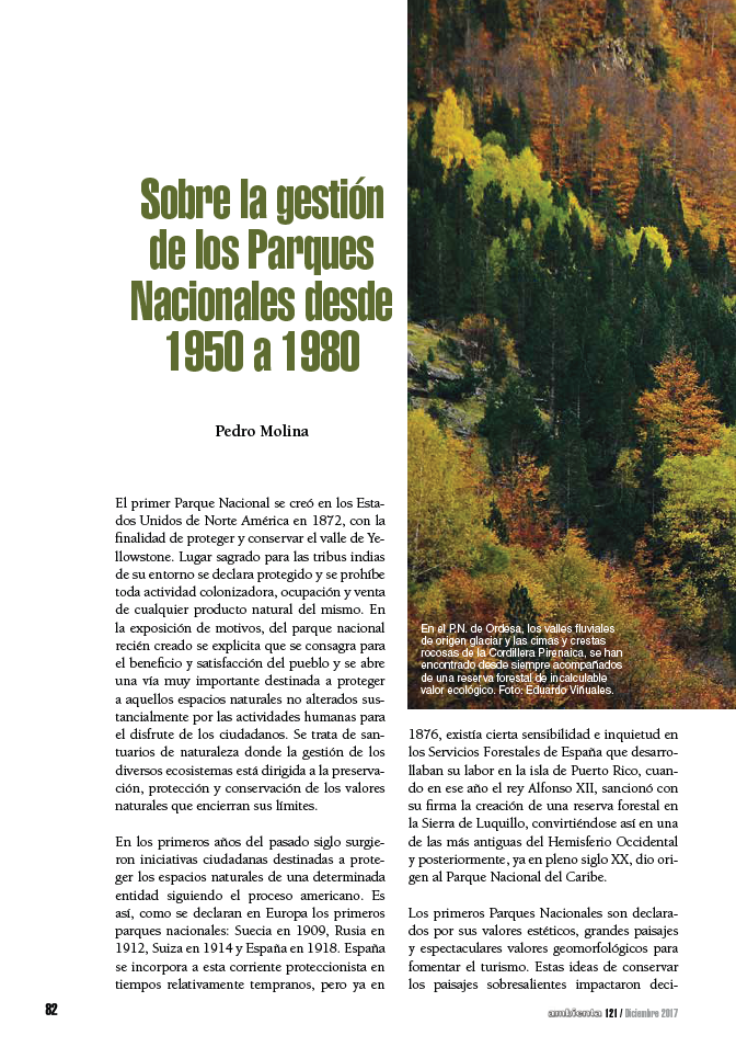 Sobre la gestión de los Parques Nacionales desde 1950 a 1980