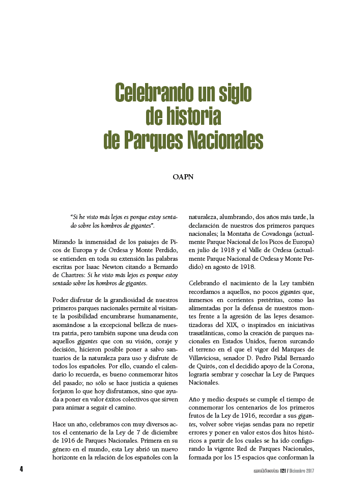 Celebrando un siglo de historia de Parques Nacionales