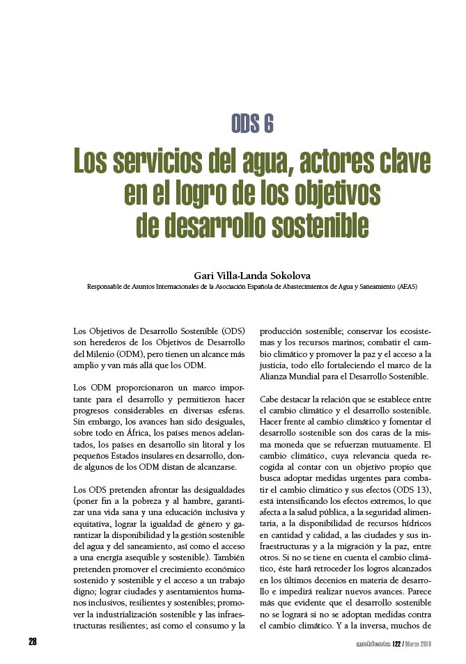 Los servicios del agua, actores clave en el logro de los Objetivos de Desarrollo Sostenible