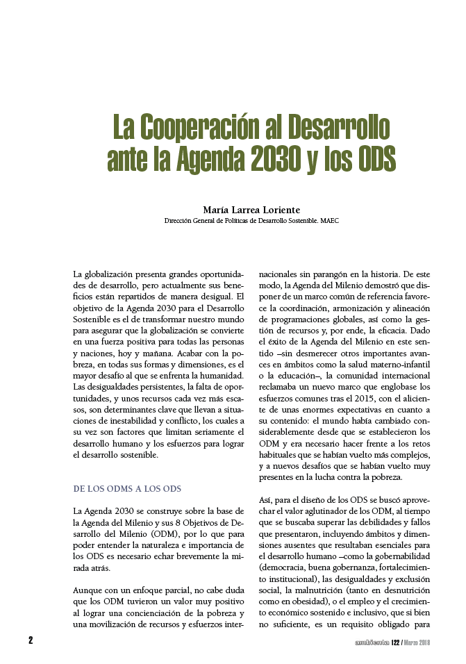 La Cooperación al Desarrollo ante la Agenda 2030 y los ODS