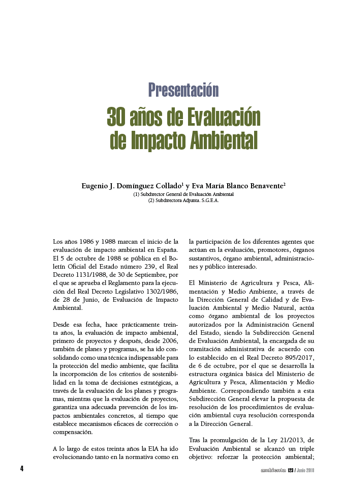 30 años de Evaluación de Impacto Ambiental