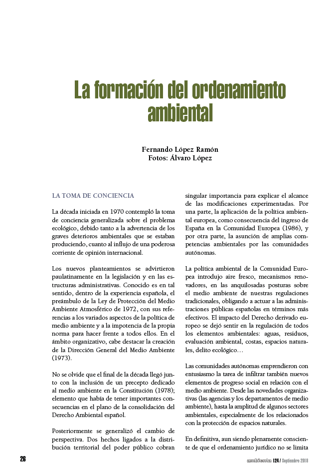 La formación del ordenamiento ambiental