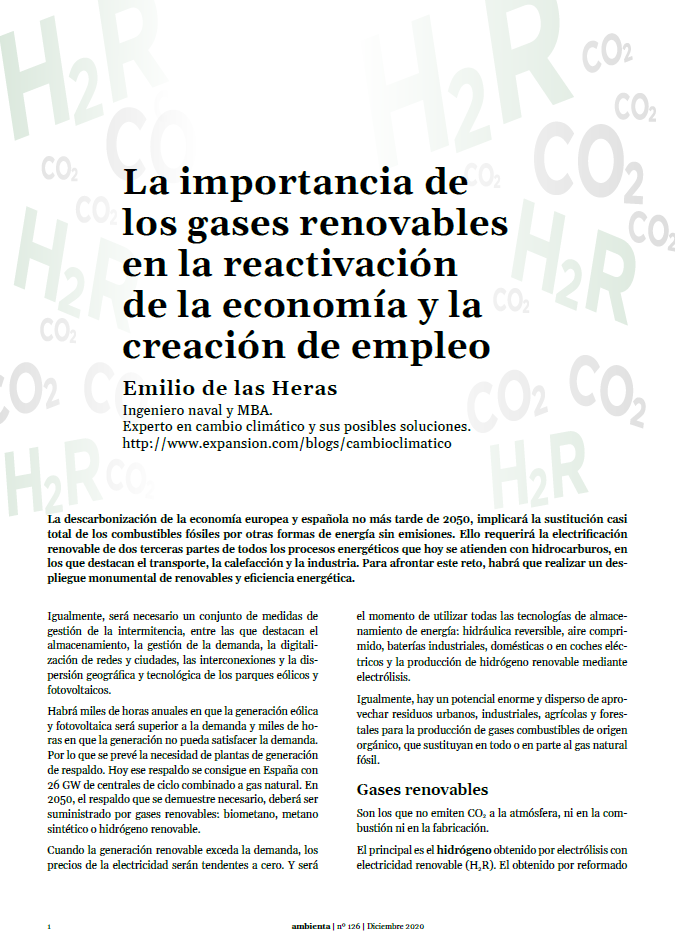 La importancia de los gases renovables en la reactivación de la economía y la creación de empleo
