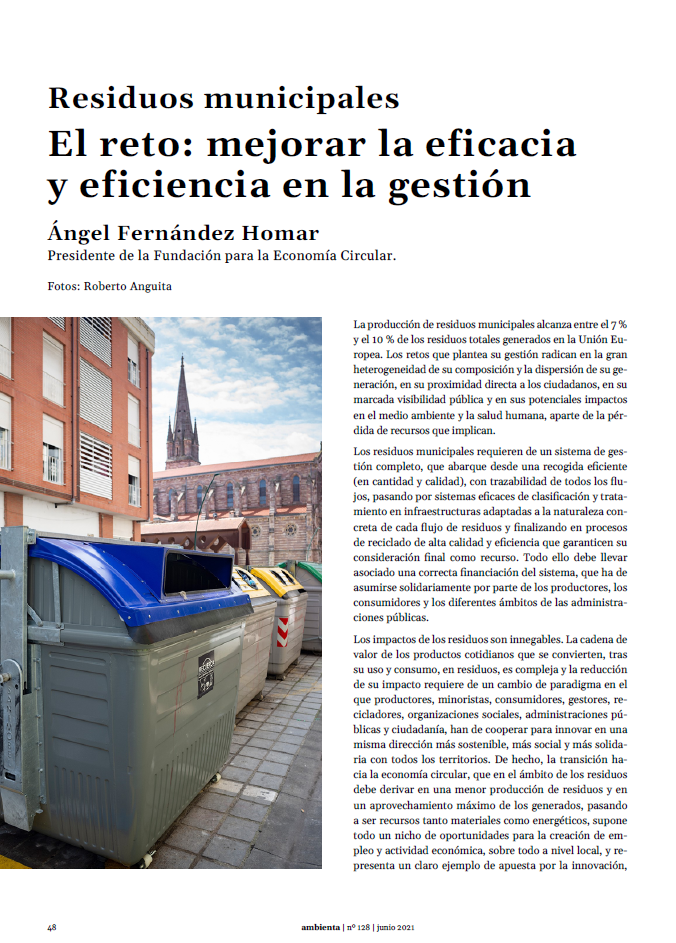 Residuos municipales. El reto: mejorar la eficacia y eficiencia en la gestión