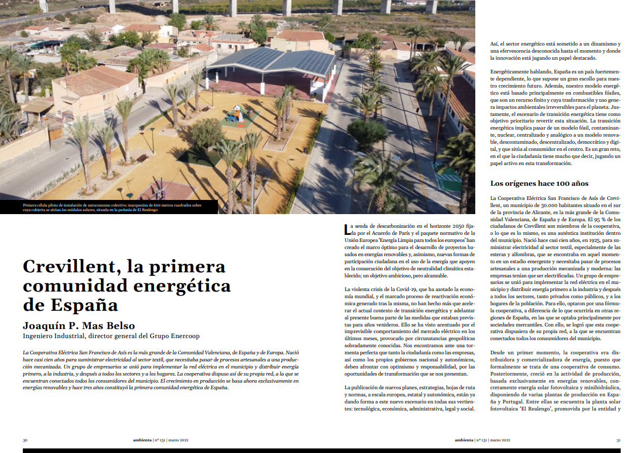 Crevillent, la primera comunidad energética de España 