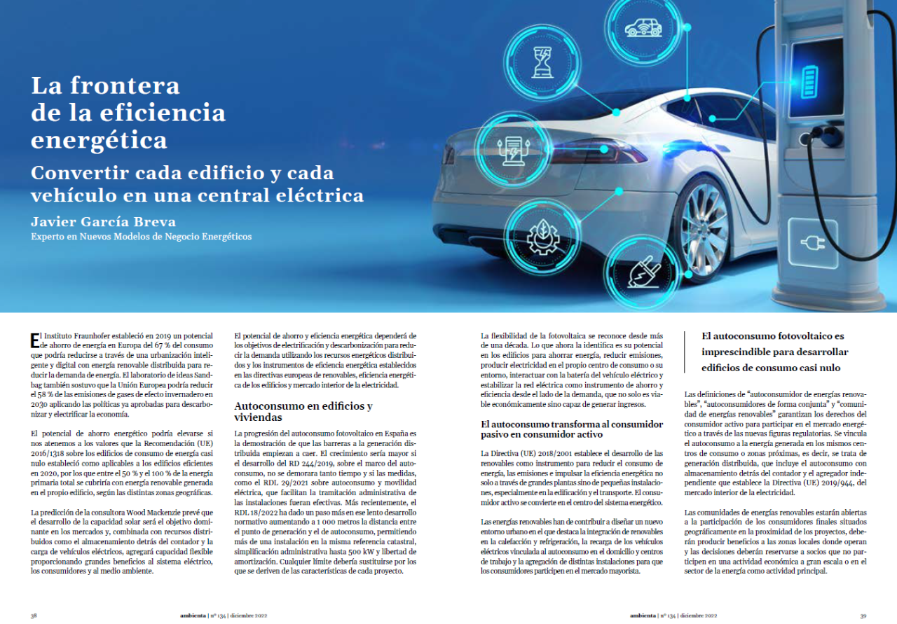 La frontera de la eficiencia energética. Convertir cada edificio y cada vehículo en una central eléctrica