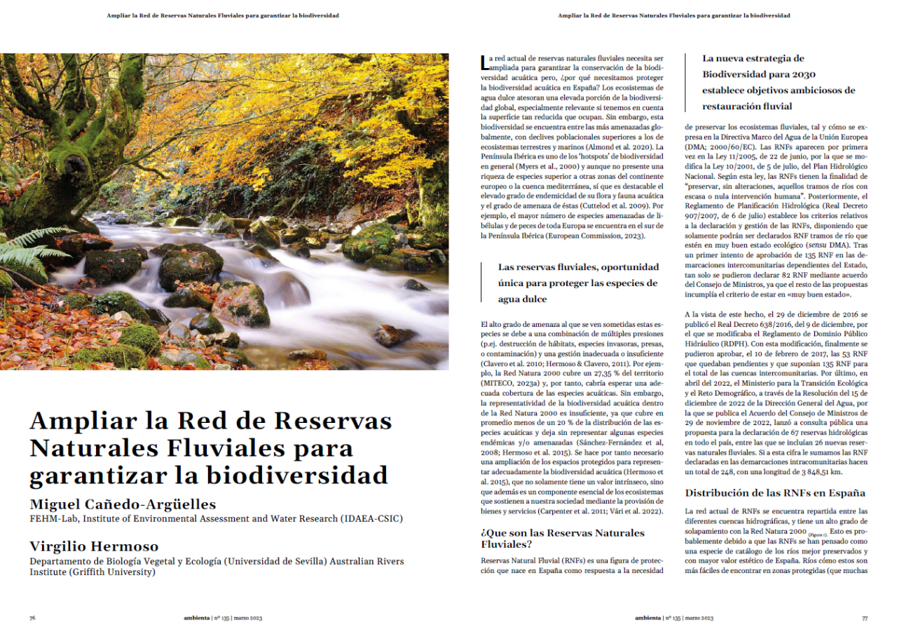 Ampliar la Red de Reservas Naturales Fluviales para garantizar la biodiversidad