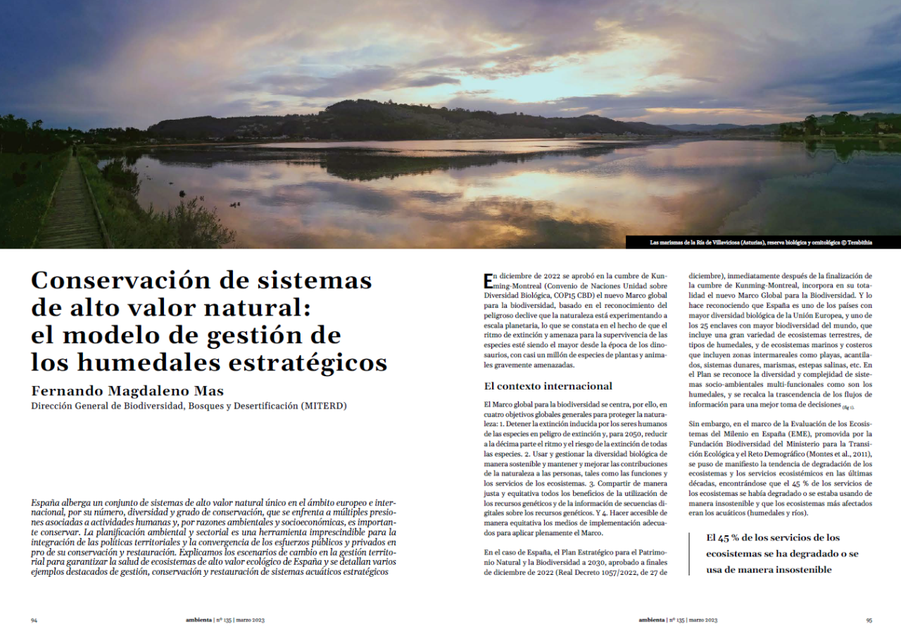 Conservación de sistemas de alto valor natural: el modelo de gestión de los humedales estratégicos