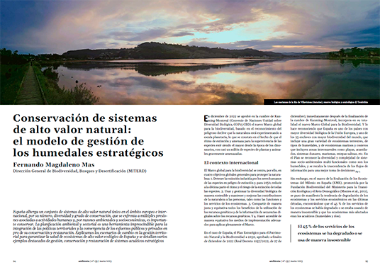 Conservación de sistemas de alto valor natural: el modelo de gestión de los humedales estratégicos