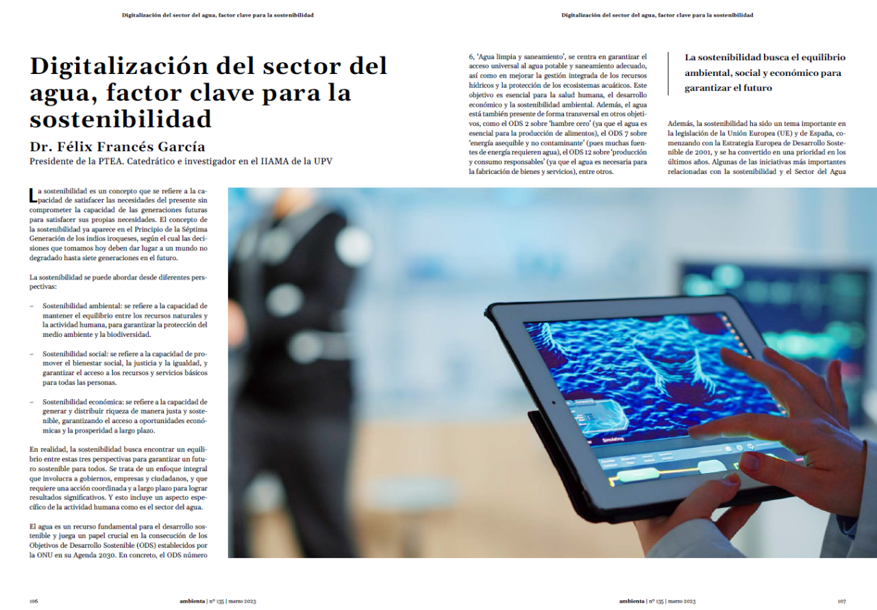 Digitalización del sector del agua, factor clave para la sostenibilidad