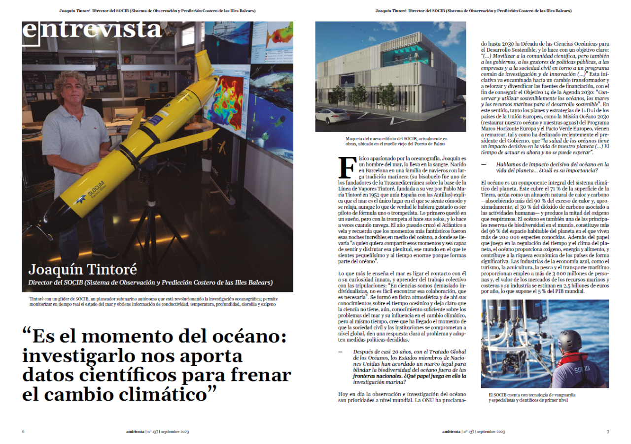 Entrevista: Joaquín Tintoré. Director del SOCIB (Sistema de Observación y Predicción Costero de las Illes Balears) 