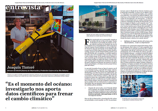 Entrevista: Joaquín Tintoré. Director del SOCIB (Sistema de Observación y Predicción Costero de las Illes Balears) 