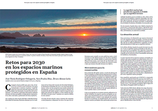 Retos para 2030 en los espacios marinos protegidos en España